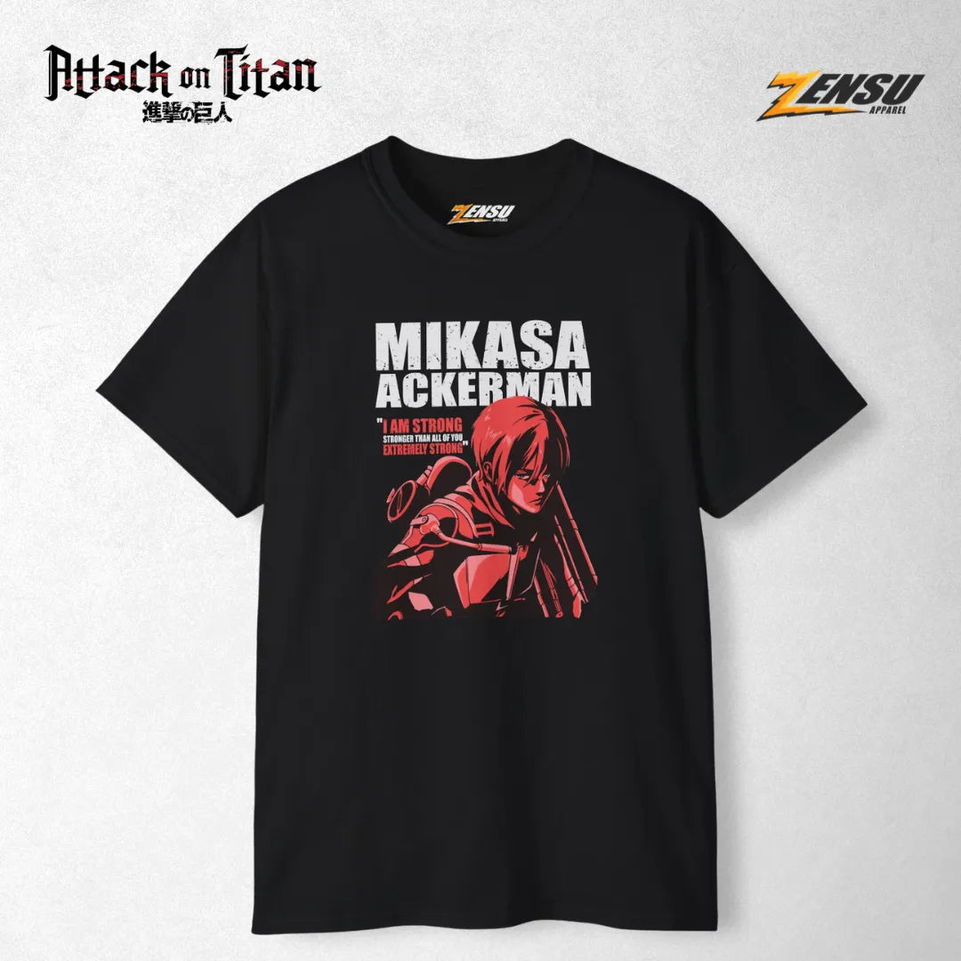Mikasa "I Am Strong" - Attack On Titan | Premium Kaos Anime Z003
