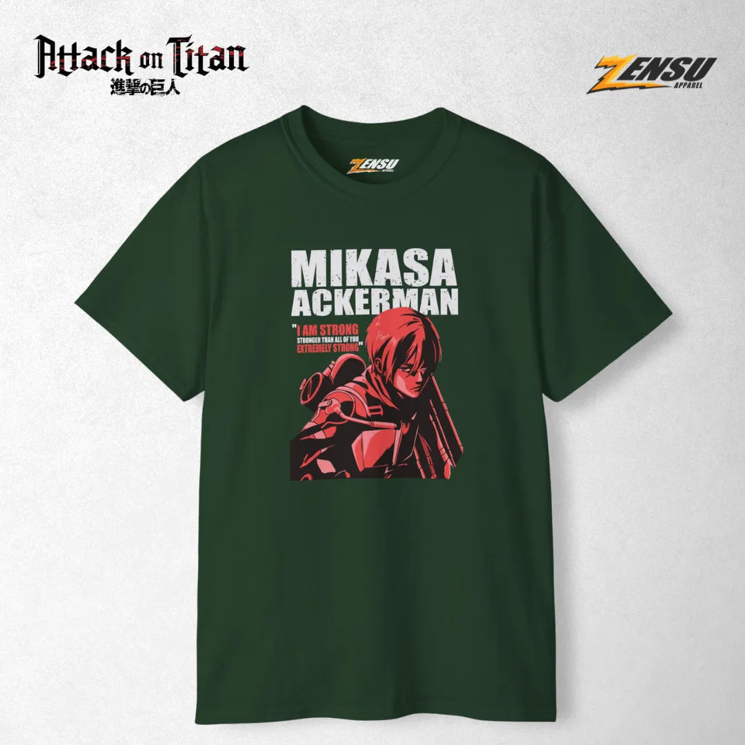 Mikasa "I Am Strong" - Attack On Titan | Premium Kaos Anime Z003