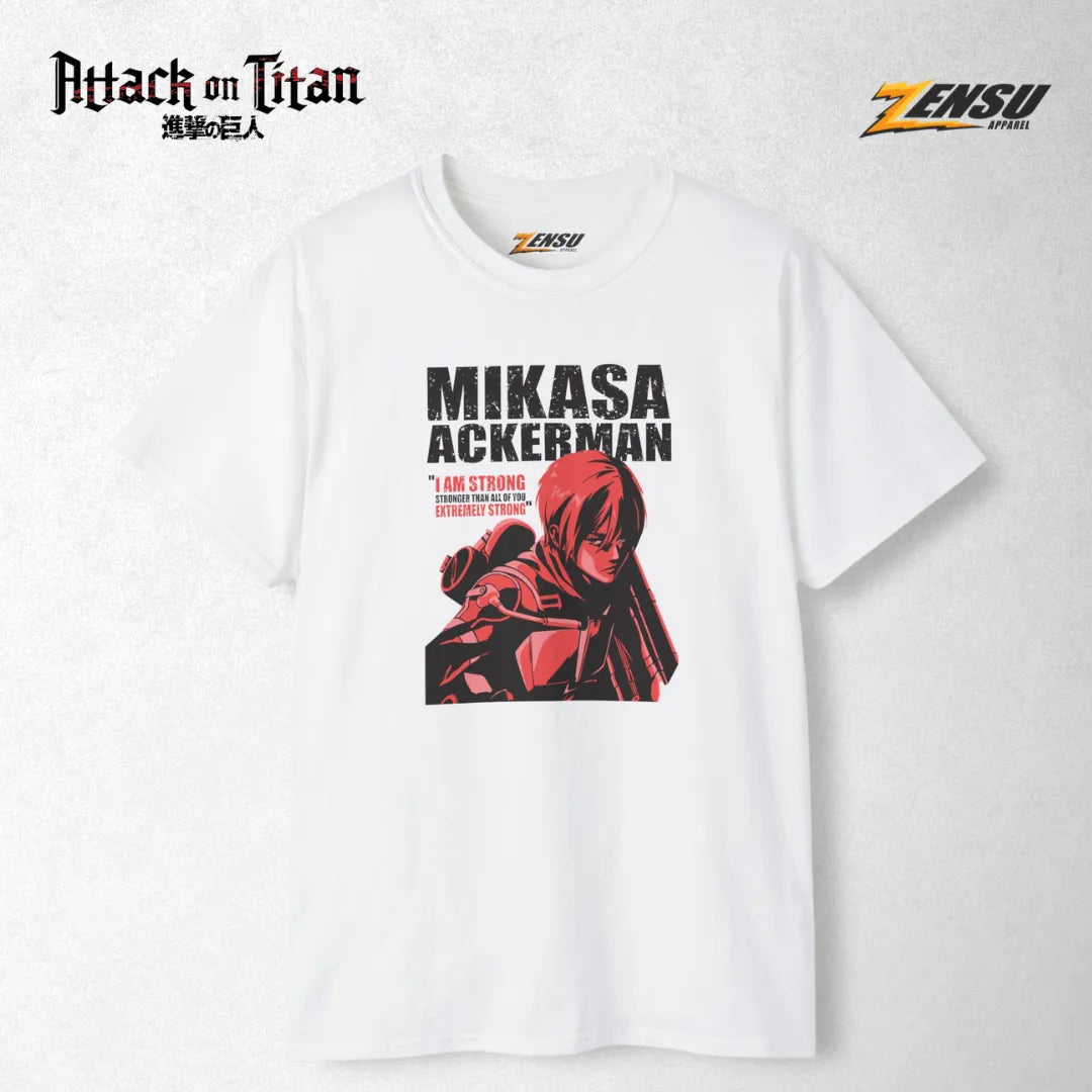 Mikasa "I Am Strong" - Attack On Titan | Premium Kaos Anime Z003