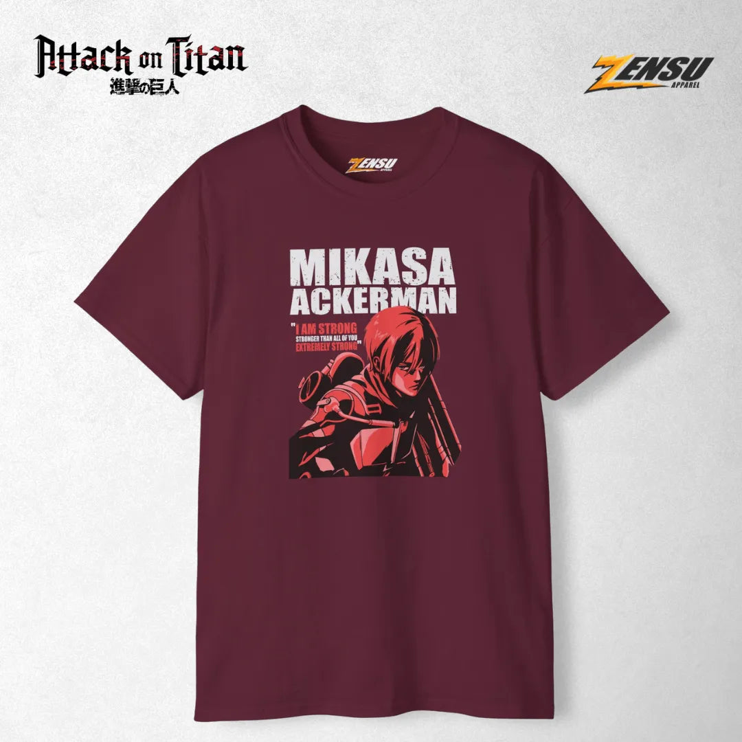 Mikasa "I Am Strong" - Attack On Titan | Premium Kaos Anime Z003