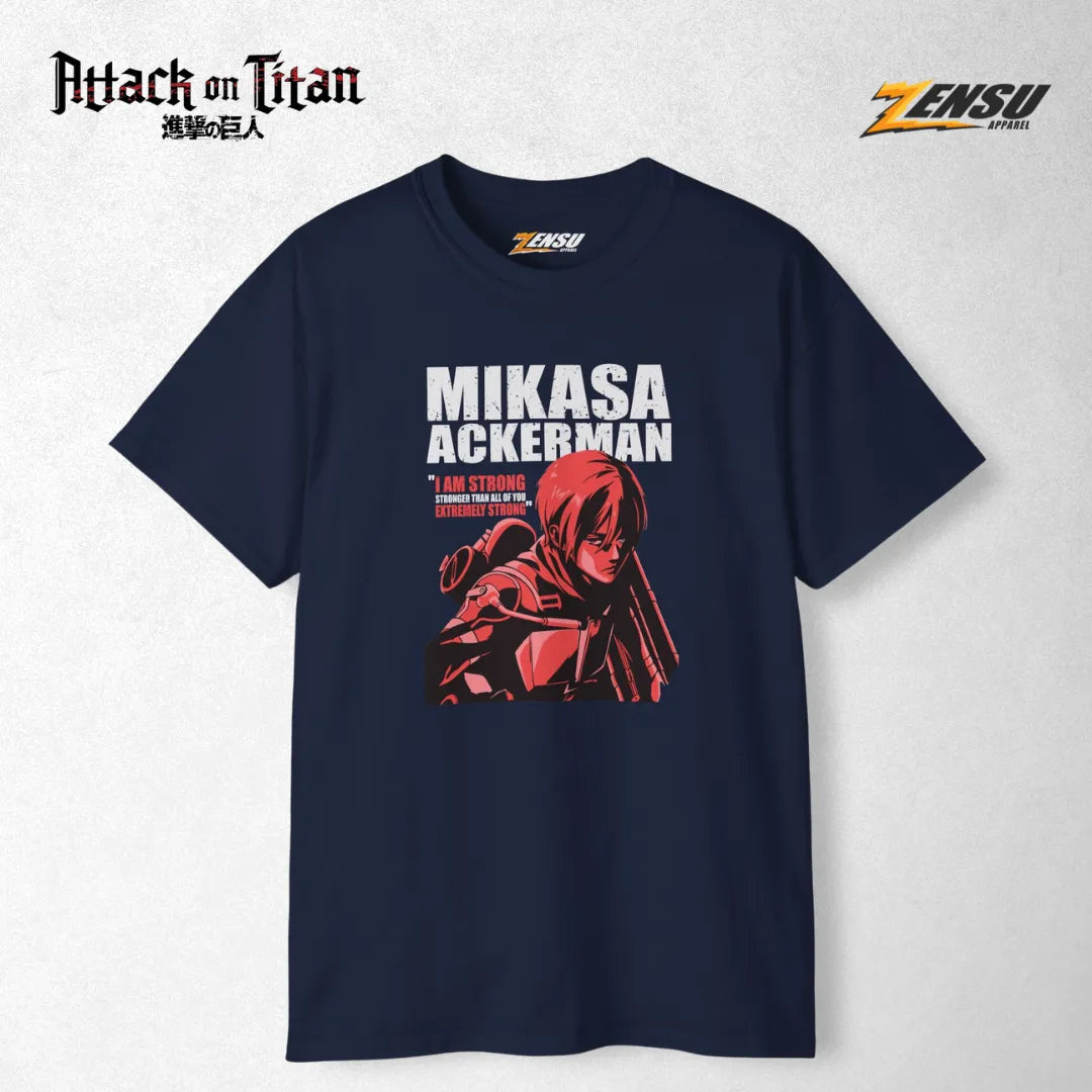 Mikasa "I Am Strong" - Attack On Titan | Premium Kaos Anime Z003