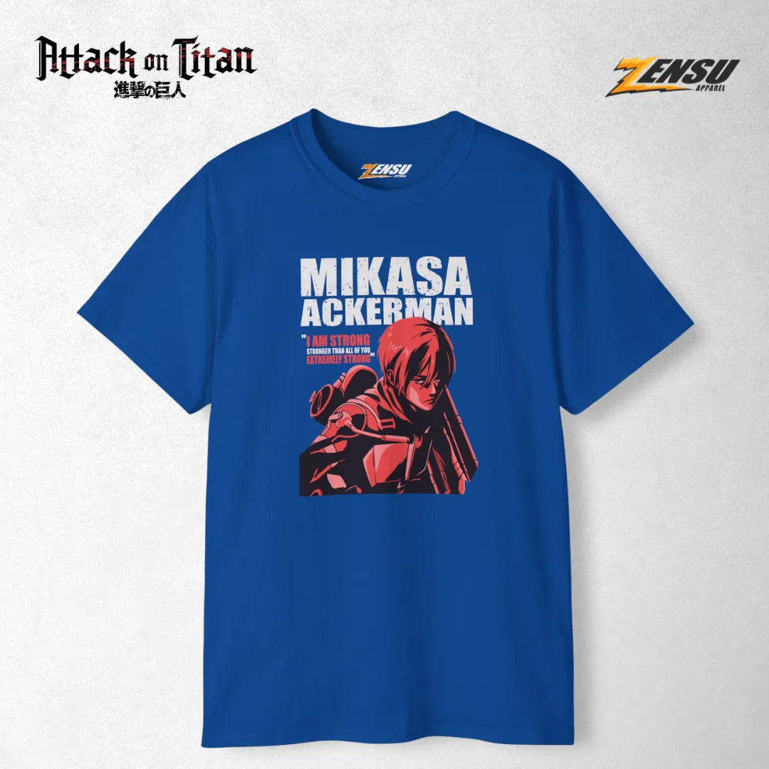 Mikasa "I Am Strong" - Attack On Titan | Premium Kaos Anime Z003