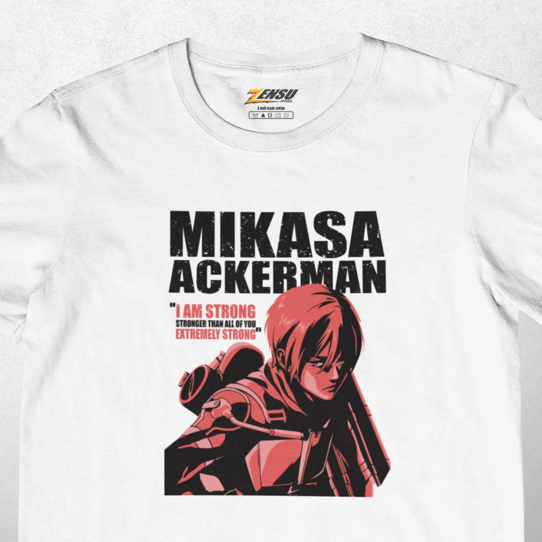 Mikasa "I Am Strong" - Attack On Titan | Premium Kaos Anime Z003