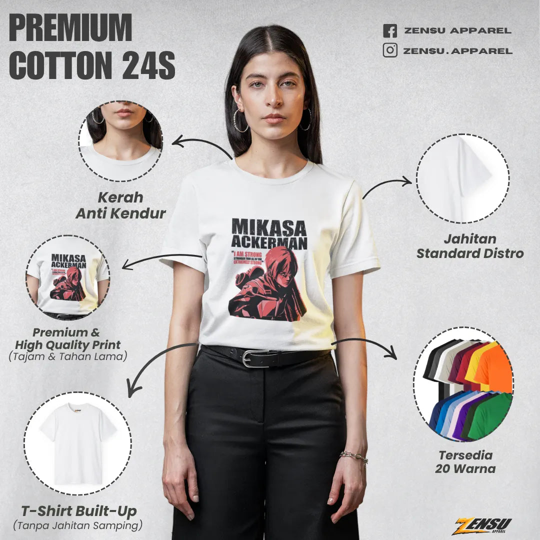 Mikasa "I Am Strong" - Attack On Titan | Premium Kaos Anime Z003