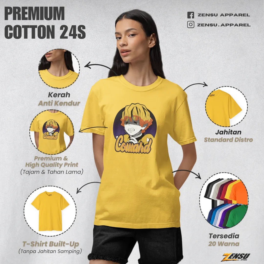 Zenitsu Coward - Demon Slayer | Premium Kaos Anime Z076