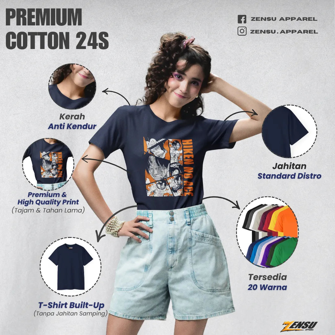 Tinju Api Ace - One Piece | Premium Kaos Anime Z160