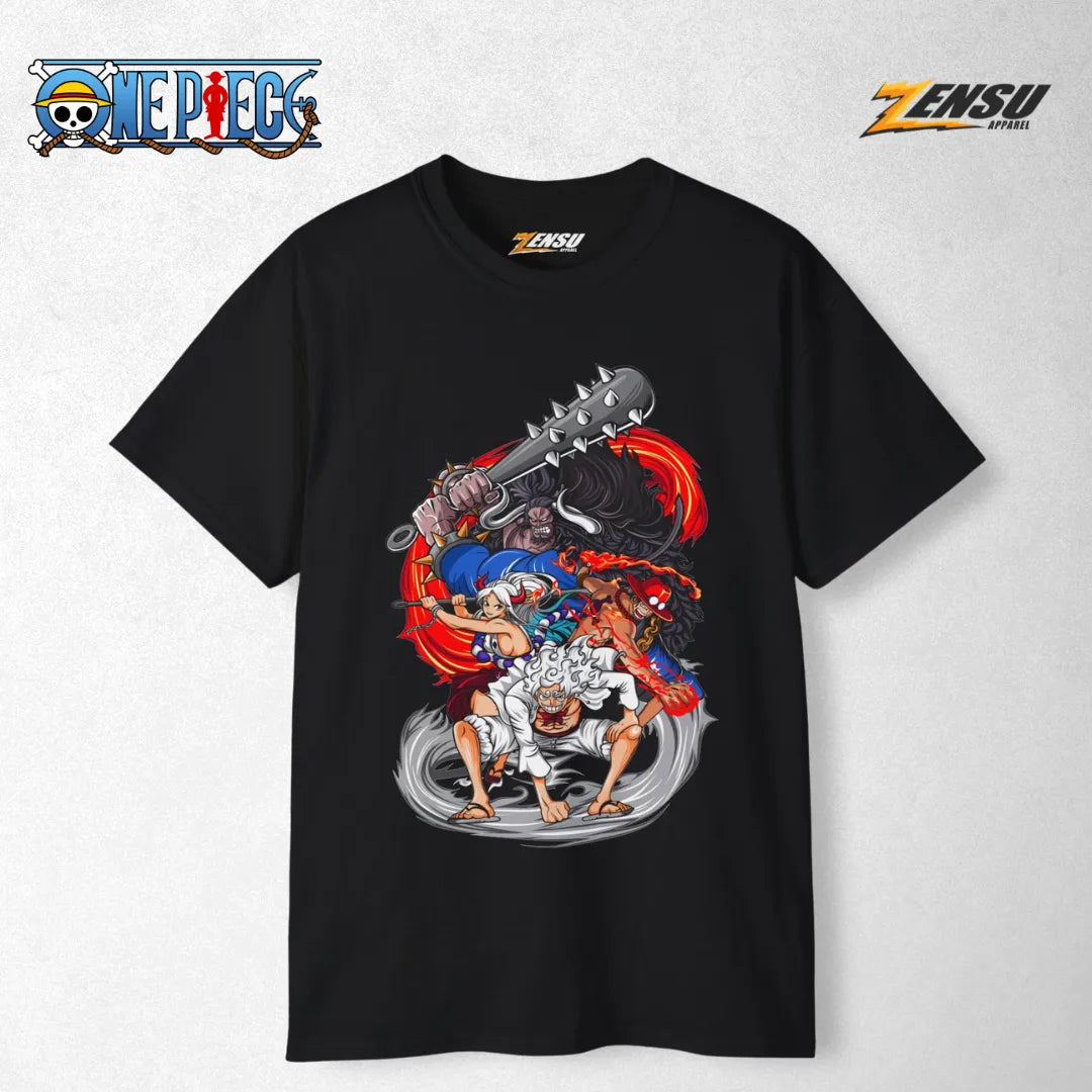 Luffy Gear 5, Ace, Yamato & Kaido - One Piece | Baju Kaos Anime Z037