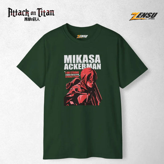 Mikasa "I Am Strong" - Attack On Titan | Premium Kaos Anime Z003