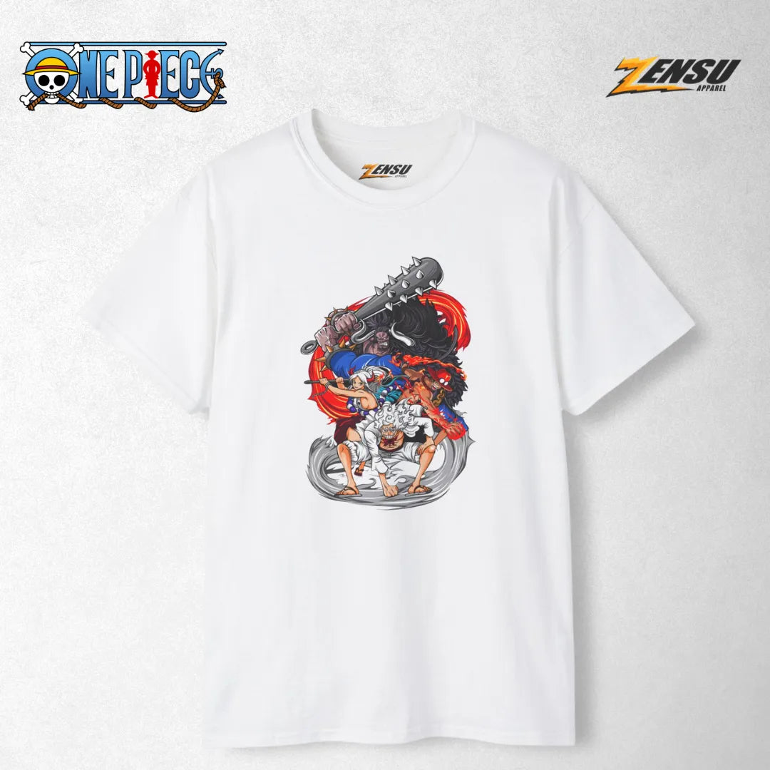 Luffy Gear 5, Ace, Yamato & Kaido - One Piece | Premium Kaos Anime Z037