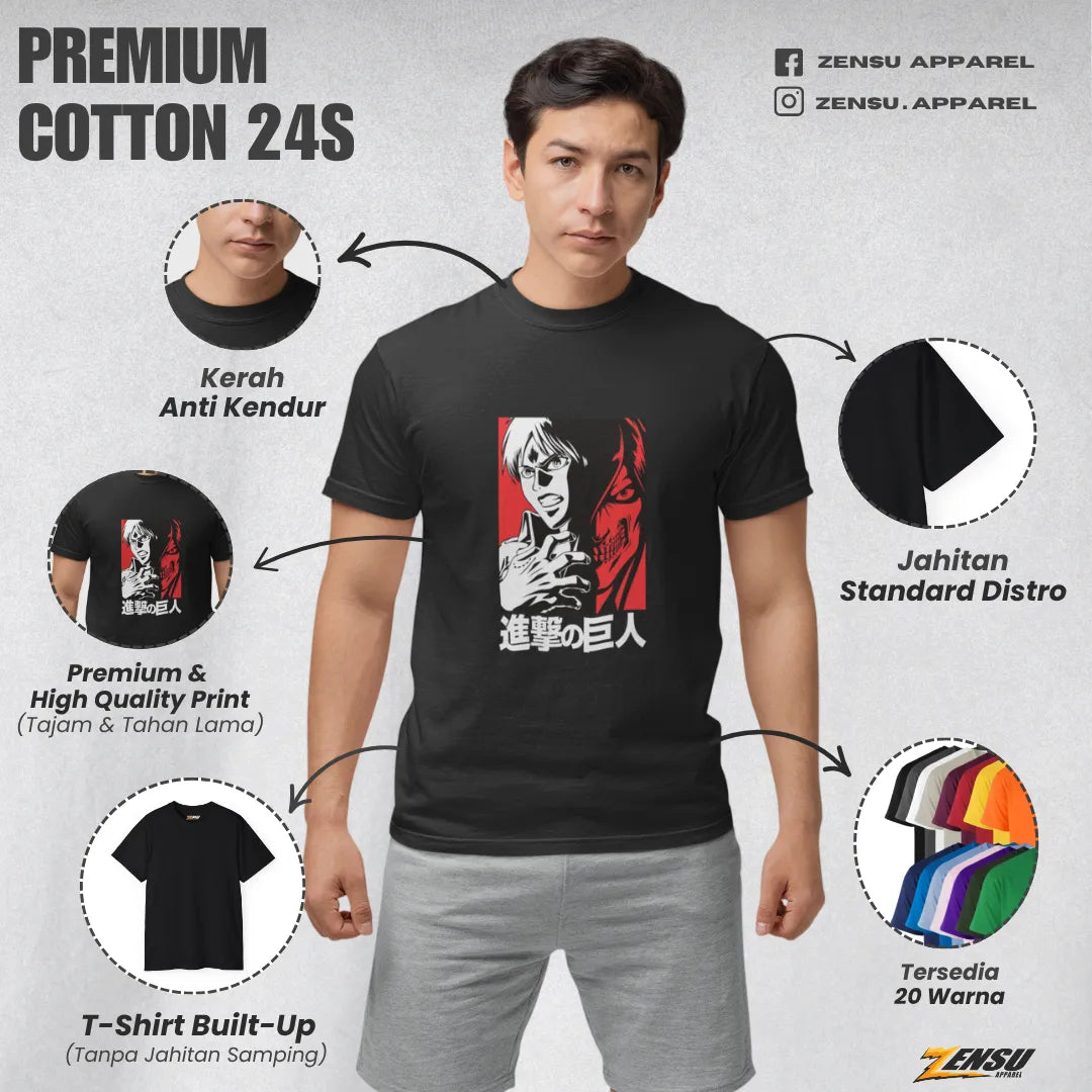 Eren Jeager Titan - Attack On Titan | Premium Kaos Anime Z007