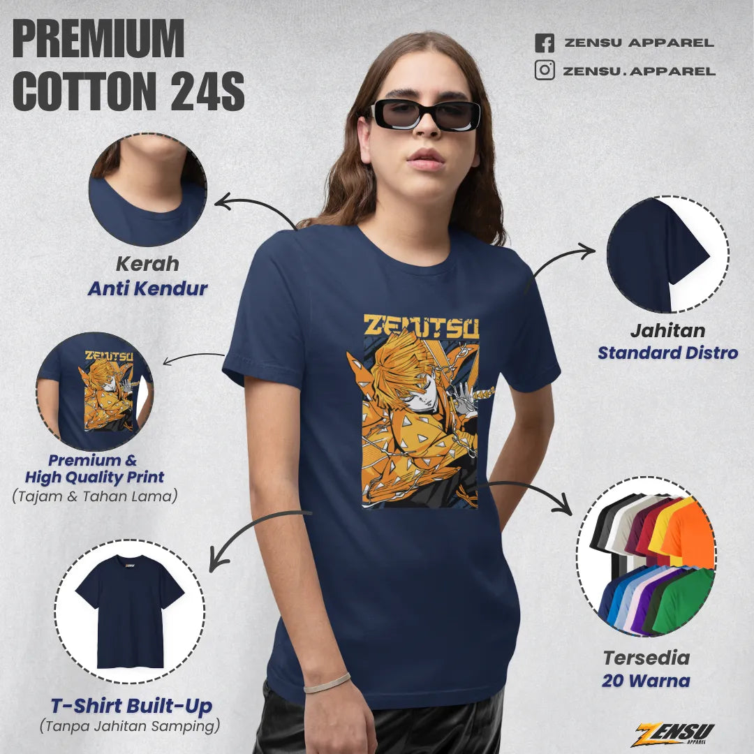 Zenitsu Thunder Slash - Demon Slayer | Premium Kaos Anime Z020