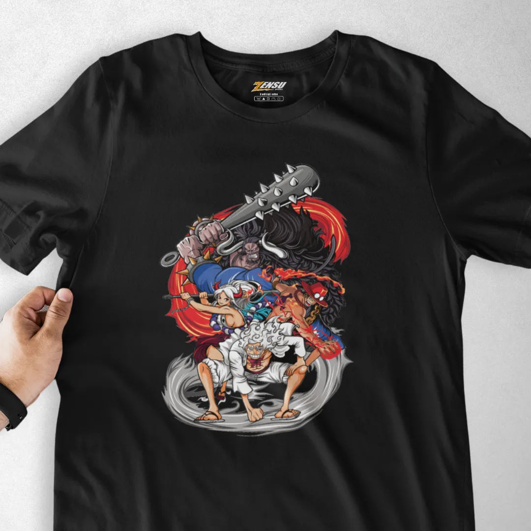 Luffy Gear 5, Ace, Yamato & Kaido - One Piece | Premium Kaos Anime Z037