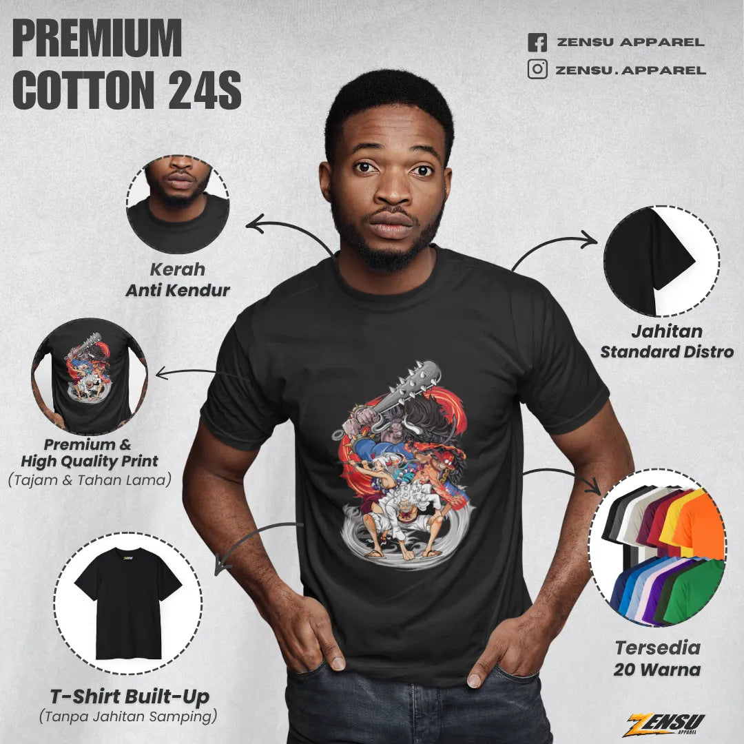 Luffy Gear 5, Ace, Yamato & Kaido - One Piece | Premium Kaos Anime Z037