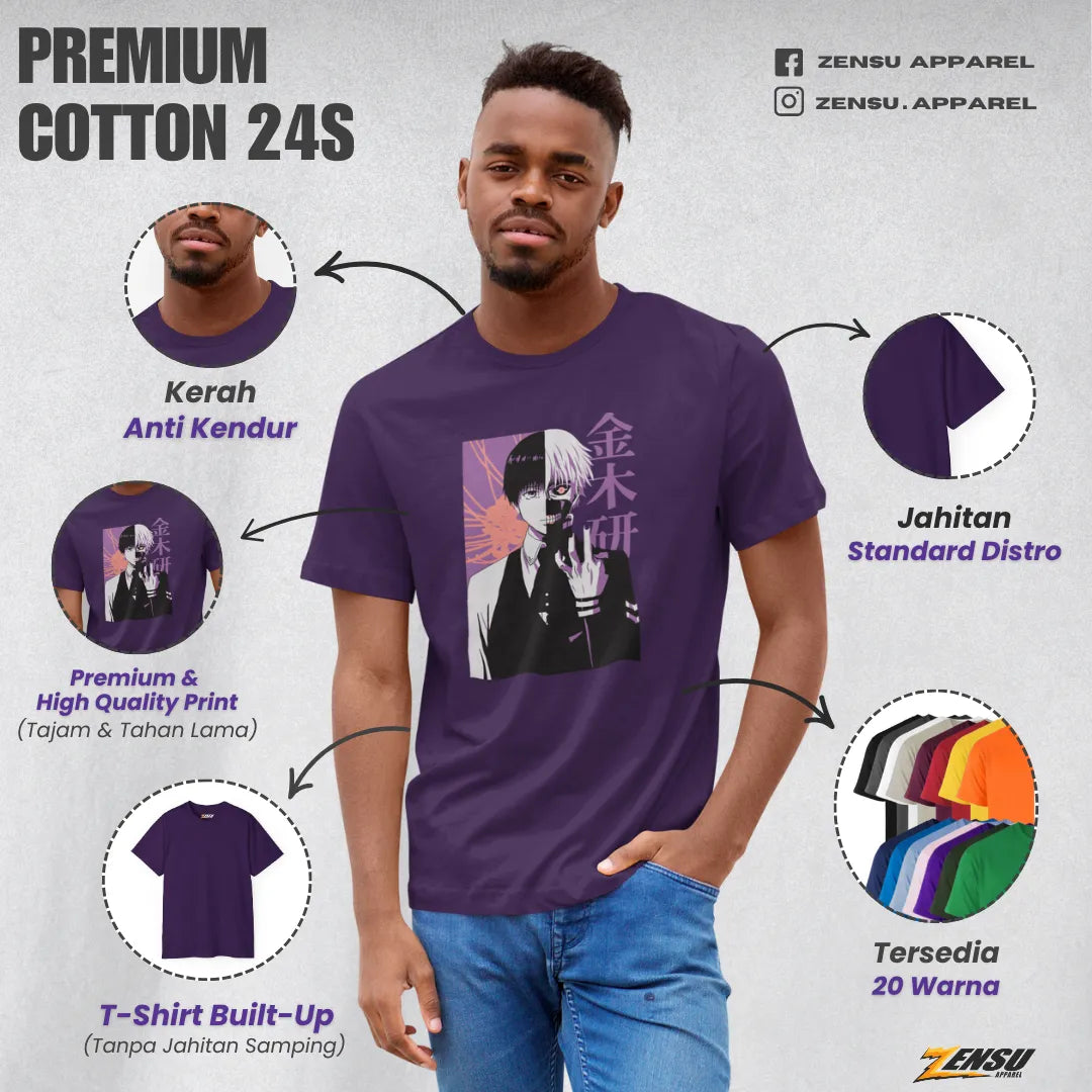 Kaneki Half Ghoul, Half Human - Tokyo Ghoul | Premium Kaos Anime Z055