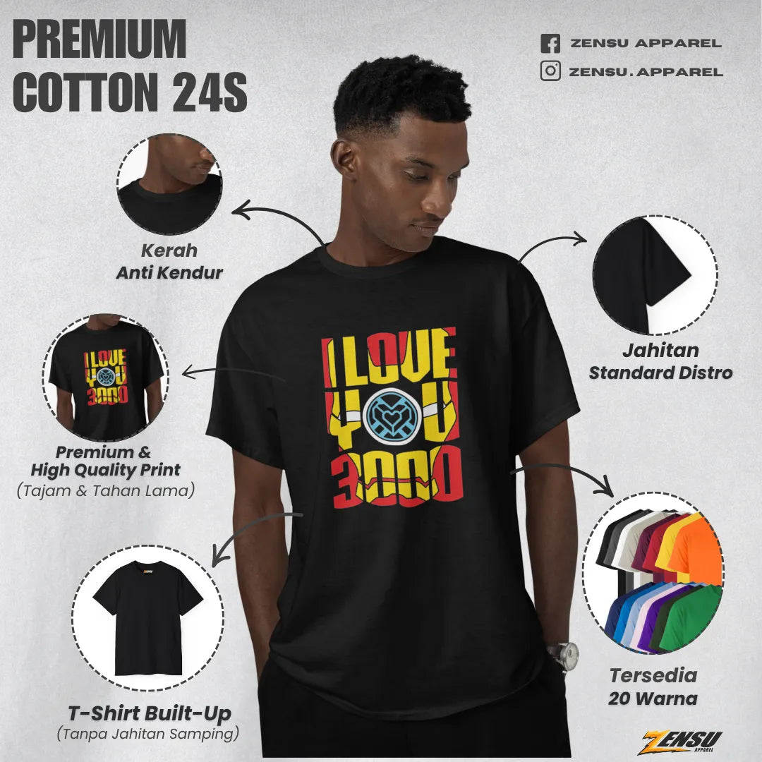 I Love You 3000 - Iron Man | Premium Kaos Streetwear Movie Z057