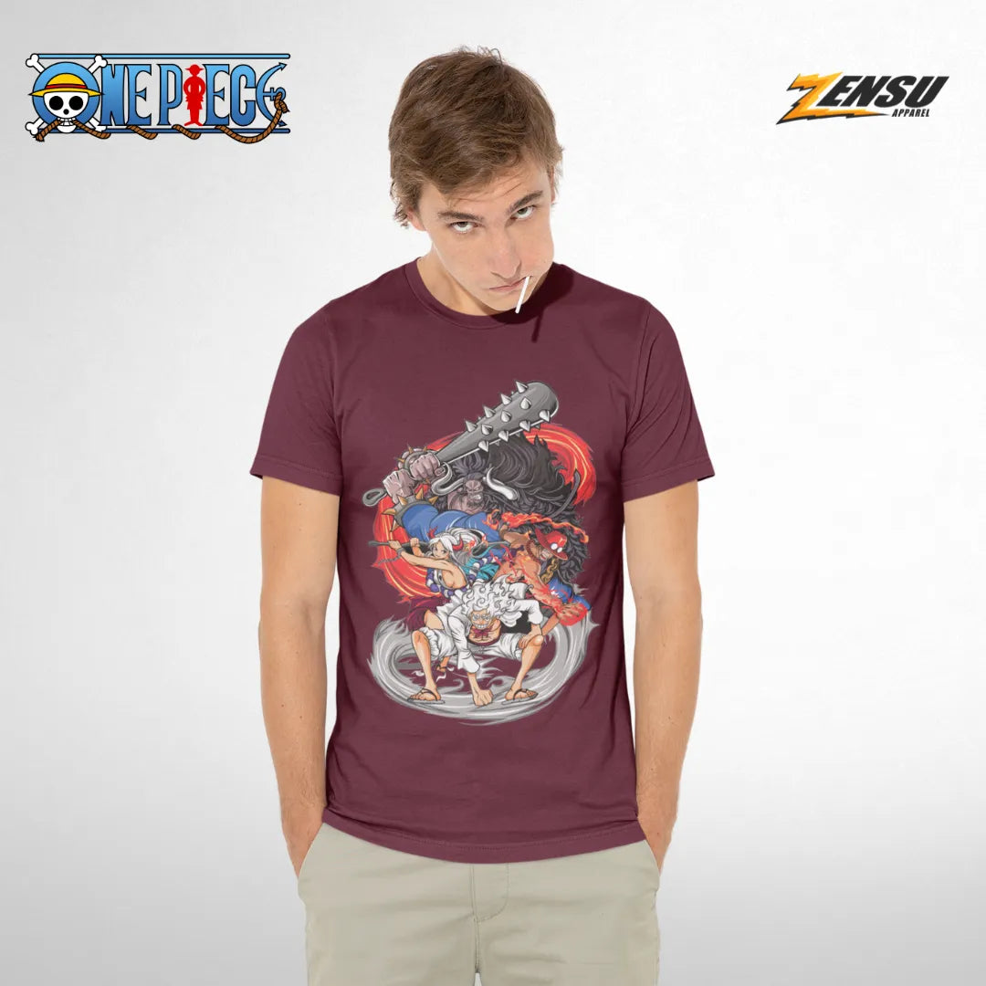 Luffy Gear 5, Ace, Yamato & Kaido - One Piece | Baju Kaos Anime Z037