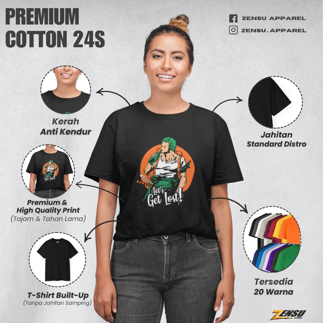 Nyasar Bareng Zorro - One Piece | Premium Kaos Anime Z151