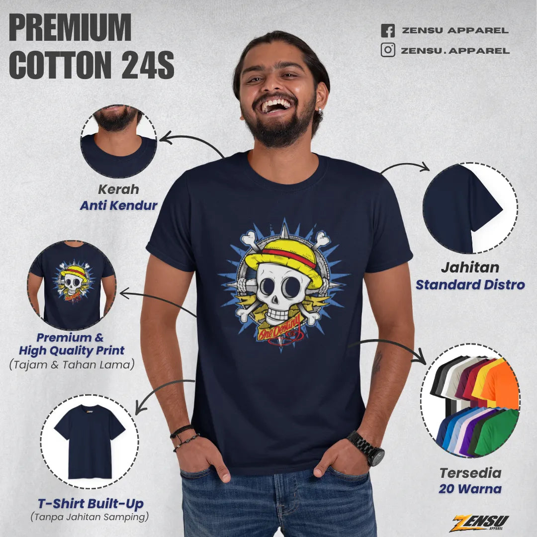 Straw Hat Skull One Destiny - One Piece | Premium Kaos Anime Z155